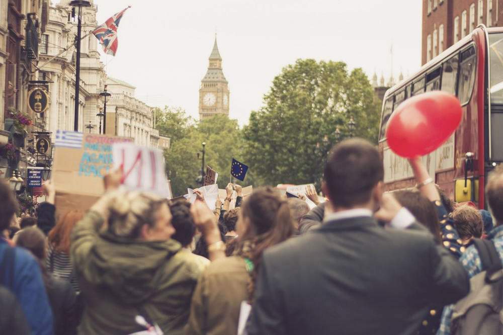 A protest march June 28, 2016 from Trafalgar Square to Parliament in the UK following the Brexit vote. Photo: Sam Greenhalgh/Flickr