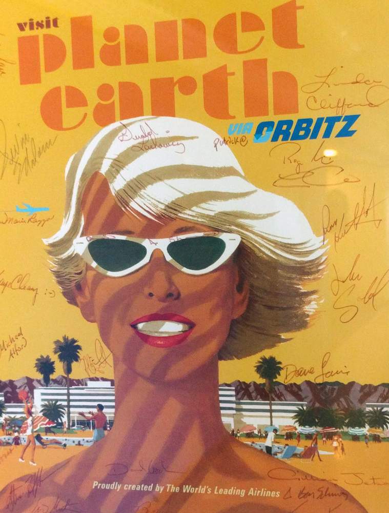 An Orbitz promotional poster signed by the launch team