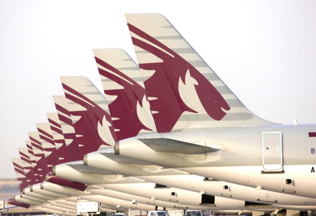 Qatar Airways lined up in Doha.