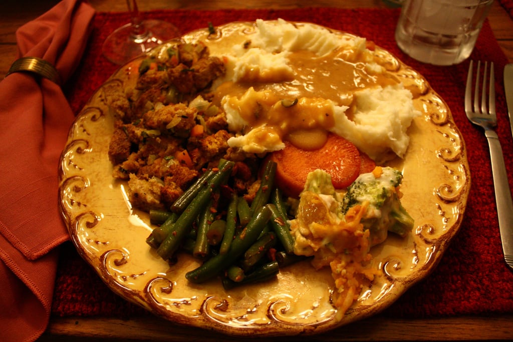 A vegan Thanksgiving dinner. 