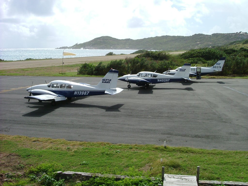 Airplanes sit on the third largest of the British Virgin Islands. 