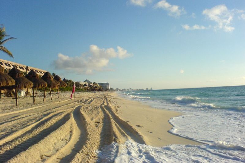 An early morning on the beach in Cancun, Mexico. 