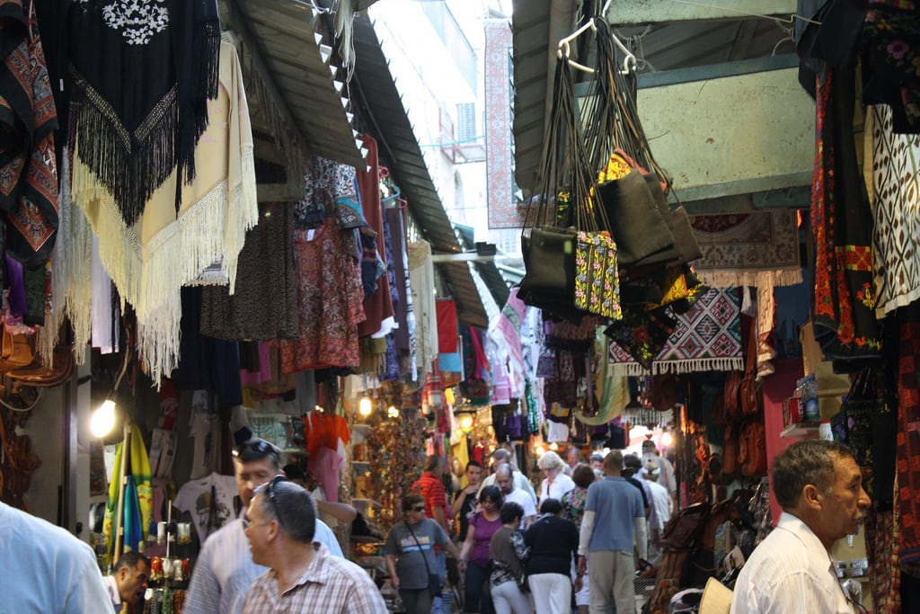 A street bazaar in the Old City of Jerusalem. 
