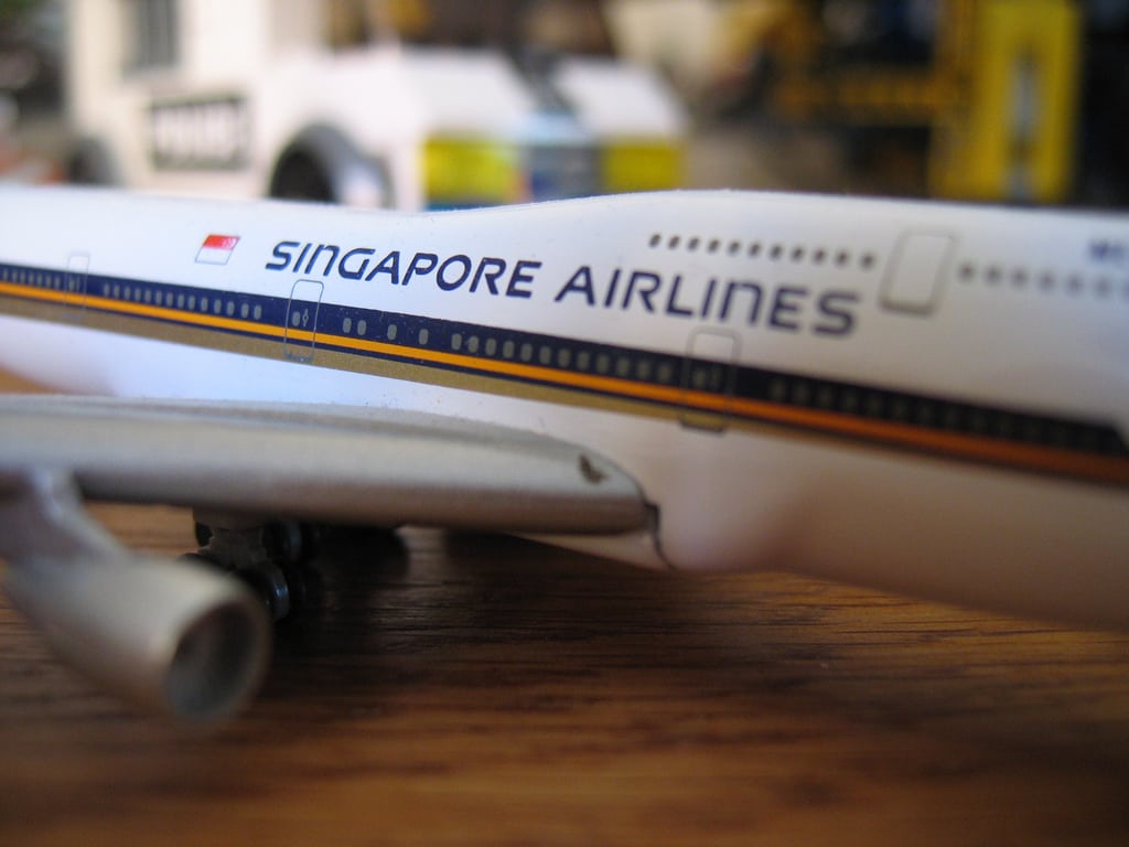A model of a Singapore Airlines’ Boeing 747 plane.