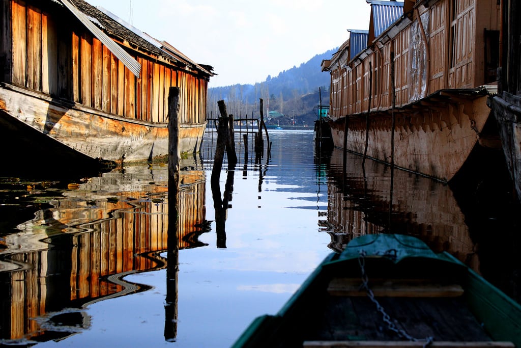 A houseboat on Dal Lake in Srinigar, Kashmir.