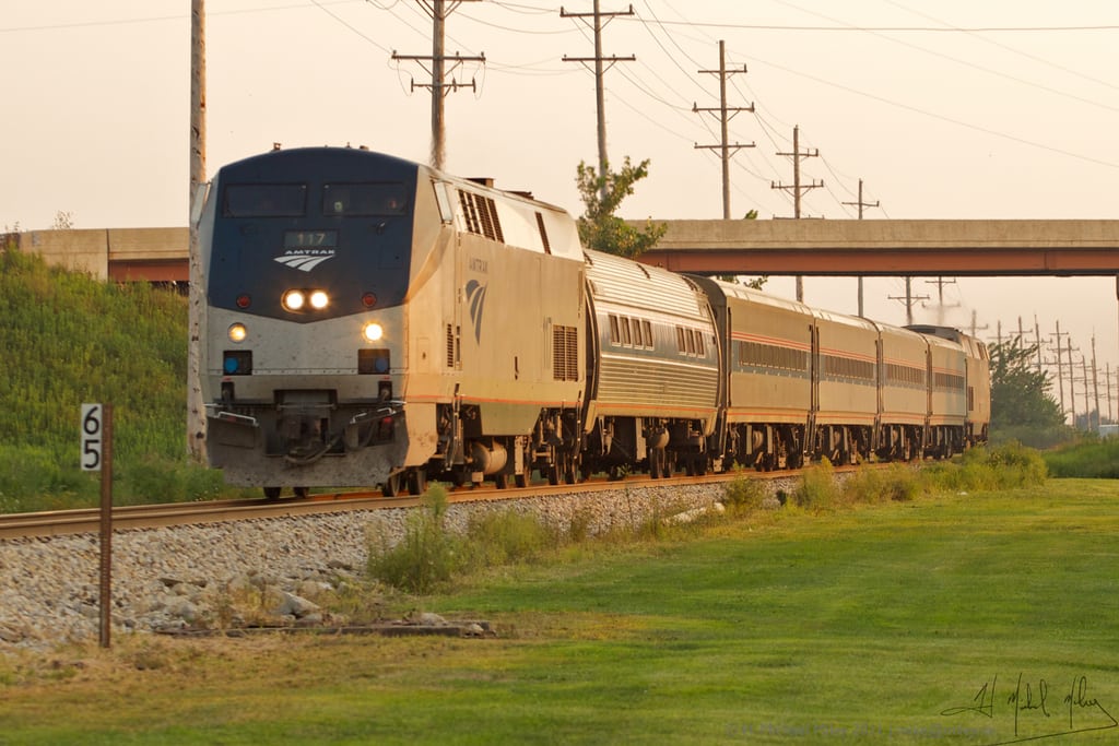 Amtrak passes through Gardner, Illinois.