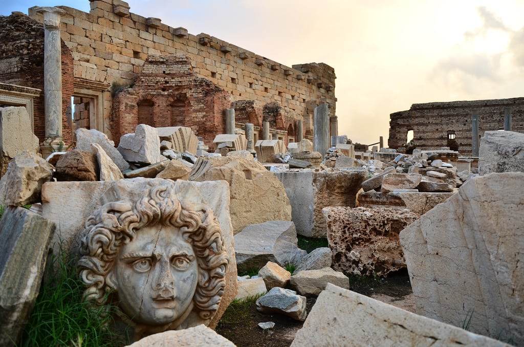Leptis Magna temple remains in northern Libya.