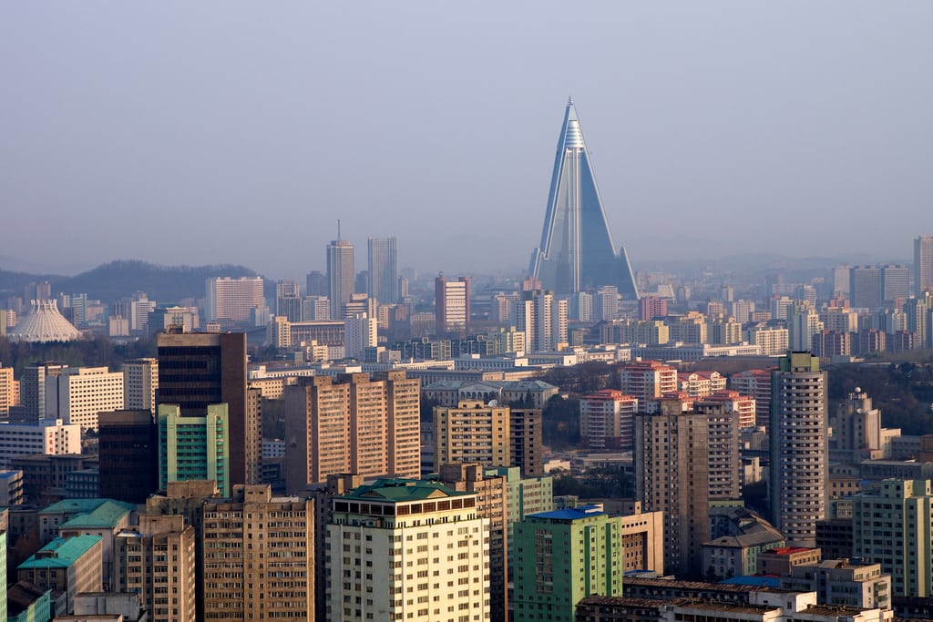 A view of the the Pyongyang skyline in North Korea.