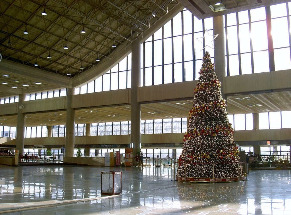 The Ginpo Airport in Seoul during the holiday season.