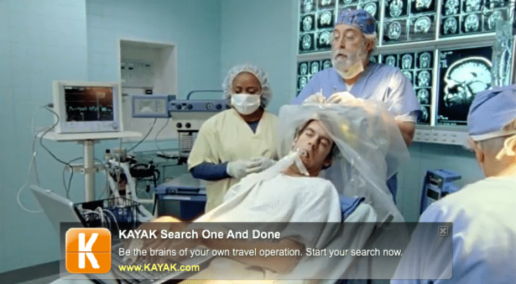 Kayak's Brain Surgeon ad is airing again in the U.S. after a year's hiatus. UK regulators don't think it is funny.