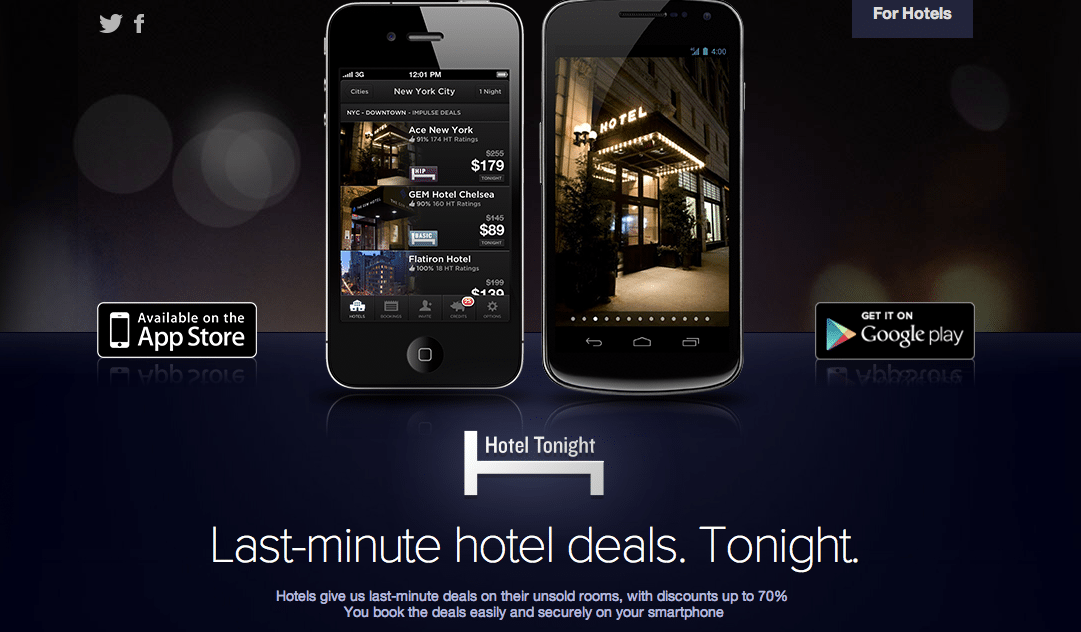 The last-minute booking app is available on iOS and Android.