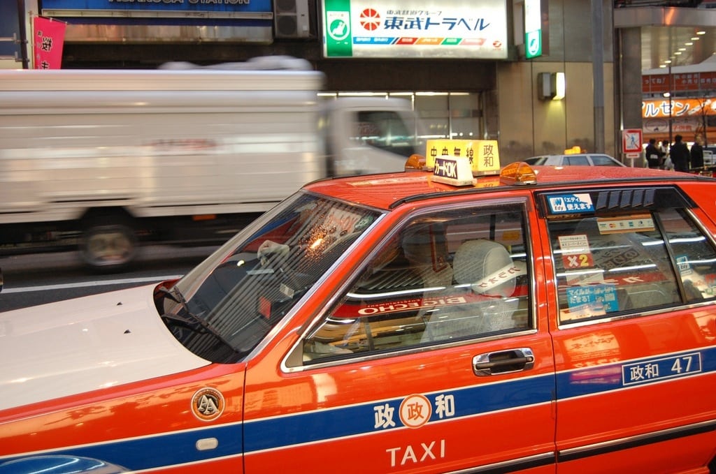 A taxi in central Tokyo.
