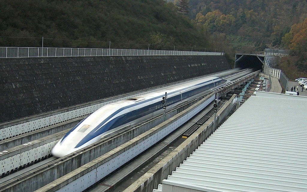 A maglev test train in Japan.