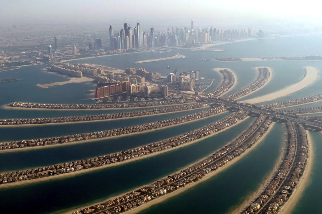 Aerial view of the Palm Jumeriah development in Dubai. 