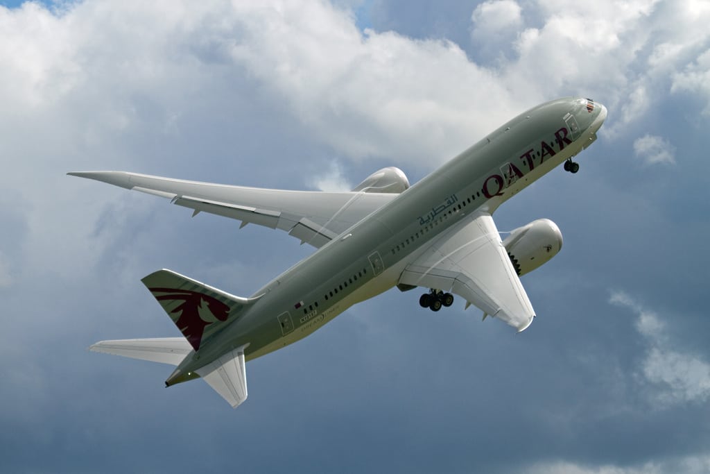 A Qatar Airways 787 Dreamliner like the one put in mothballs today.