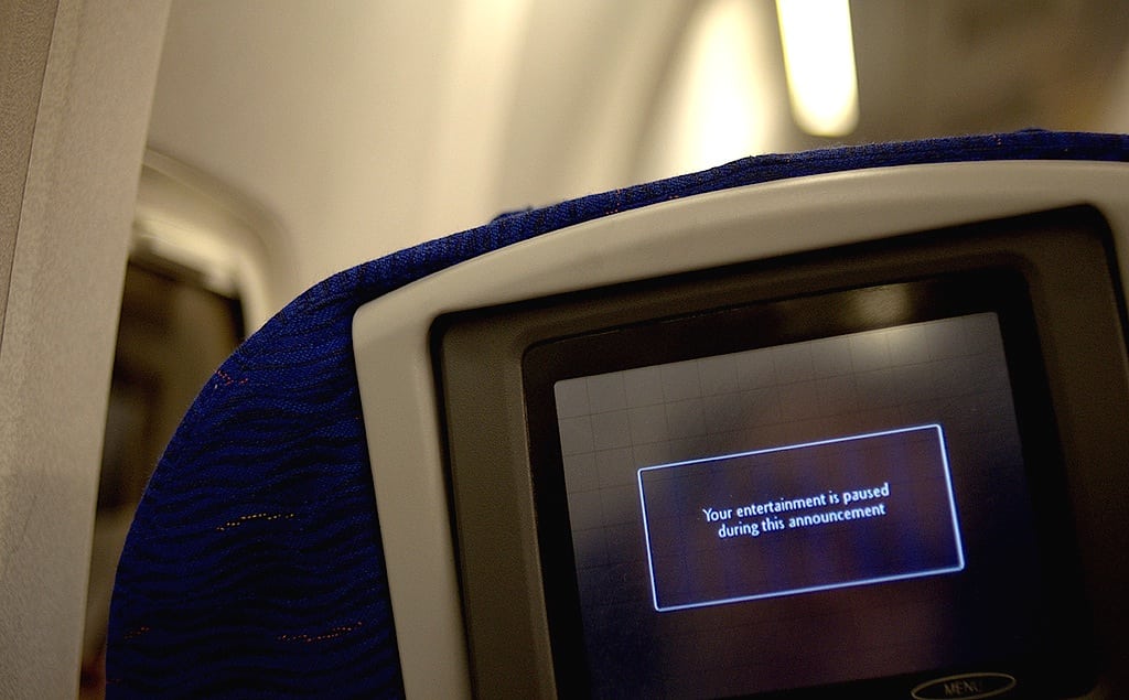 The seat-back monitor on a British Airway's flight. 