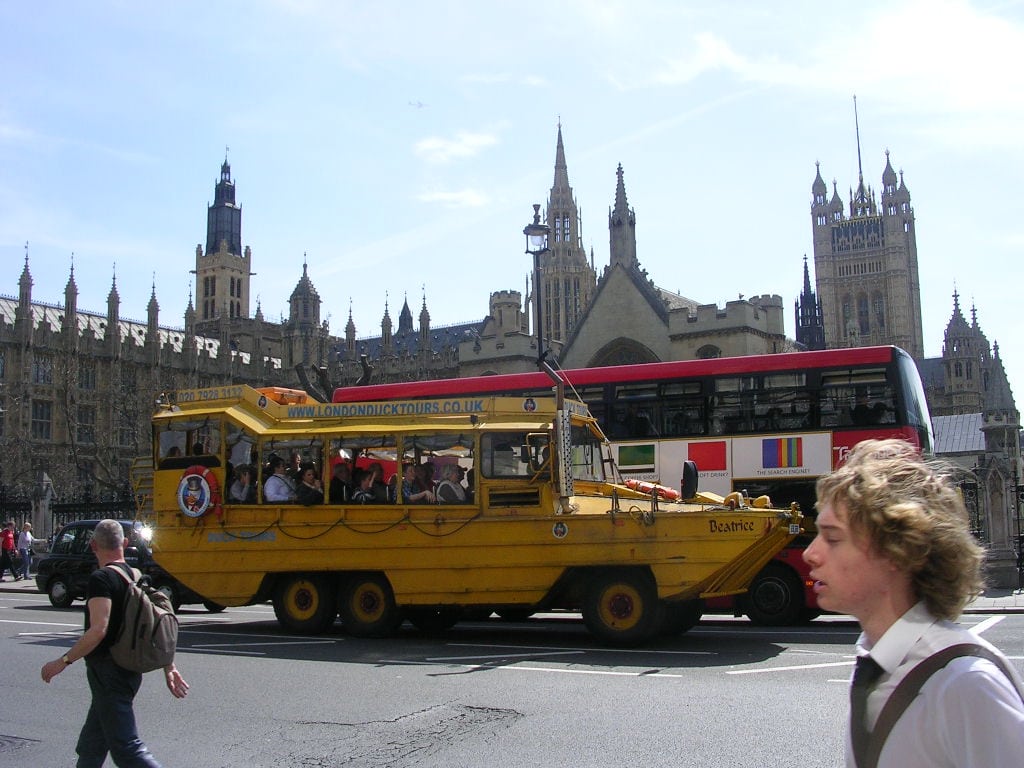 Tour buses in London. 