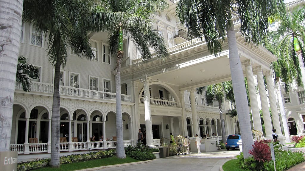 The entrance to the Moana Surfrider in Oahu. 