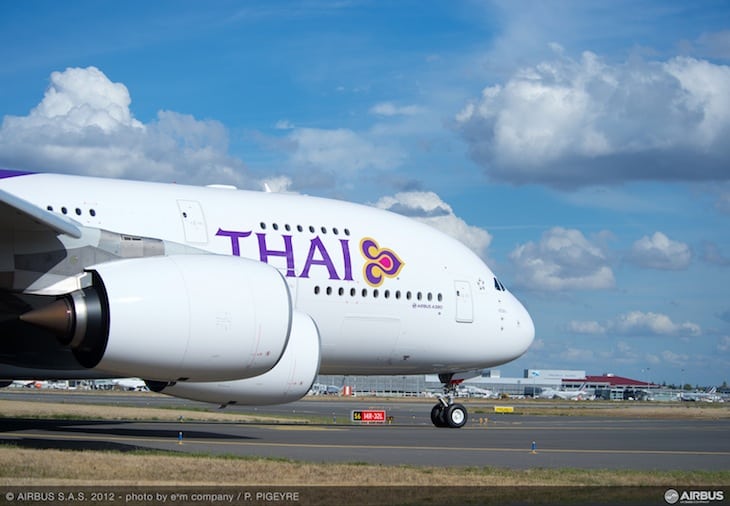 Thai's first A380, before its departure from Toulouse, France