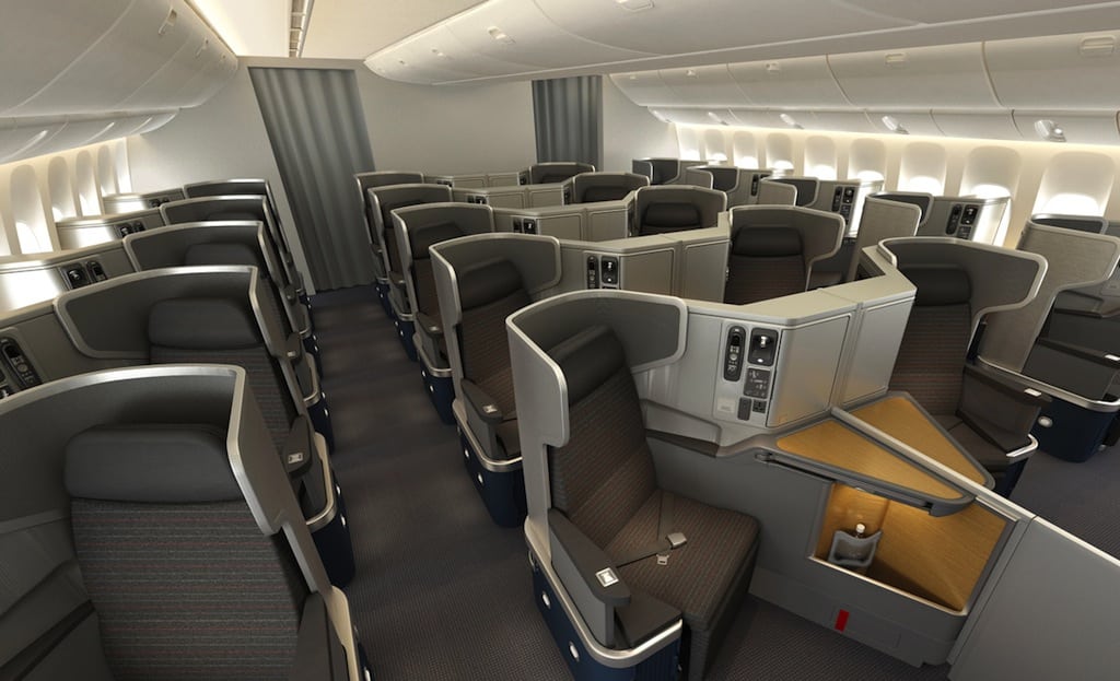 Lie-flat seats in Business Class on the American's new Boeing 777-300ER all have aisle access. 