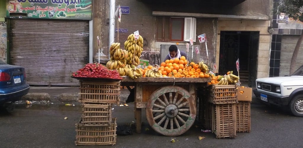 A street vendor sells fruit in Egypt. 