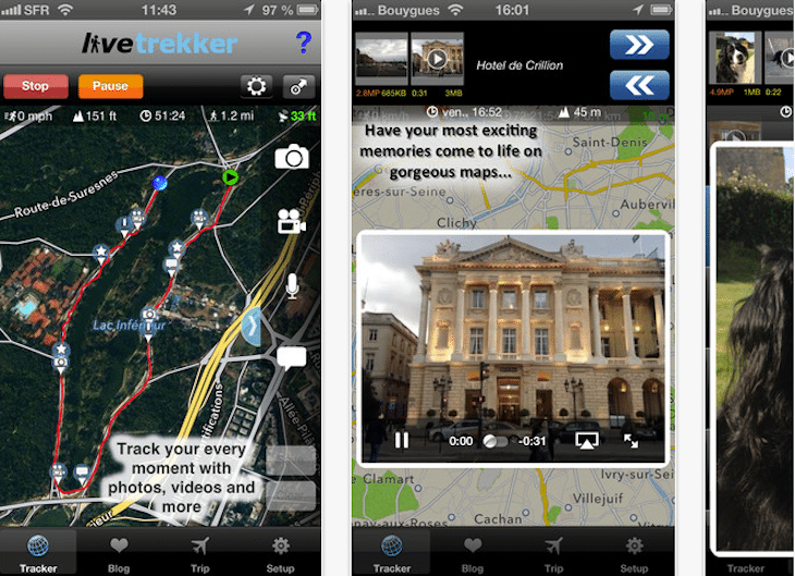 The LiveTrekker iPhone app enables you to share your travels through pics and videos. 