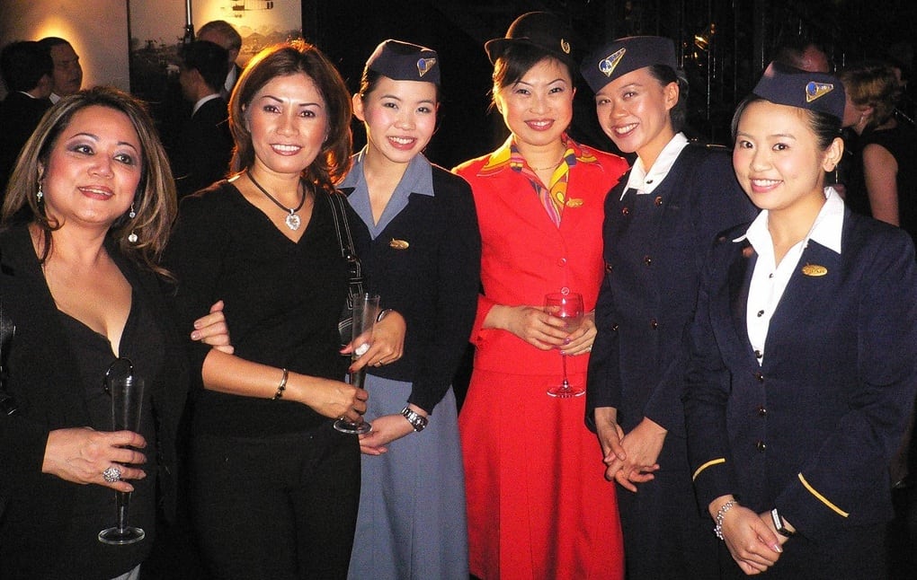 Cathay Pacific flight attendants at the airline's 60th Anniversary party. 