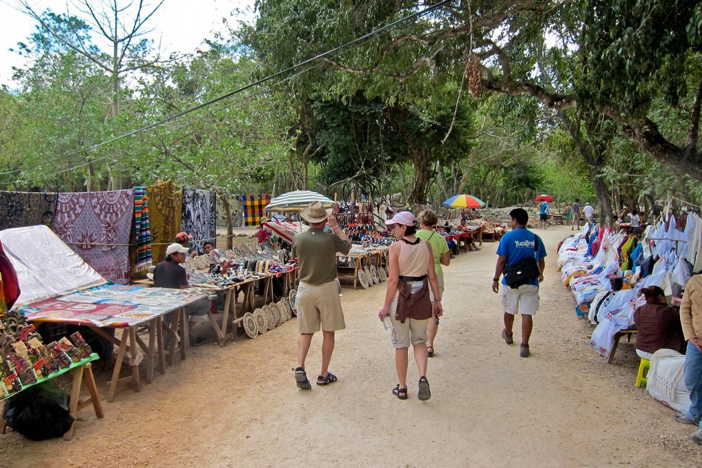 Vendors selling goods at the Chichen Itza site in Mexico. 