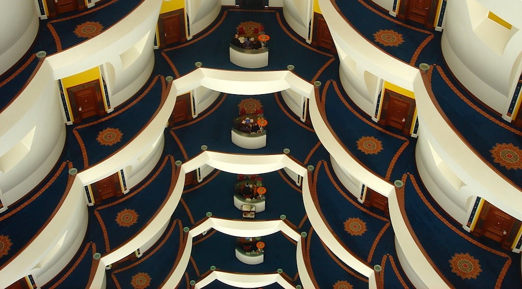 The interior of the Burj Al-Arab hotel in Dubai.