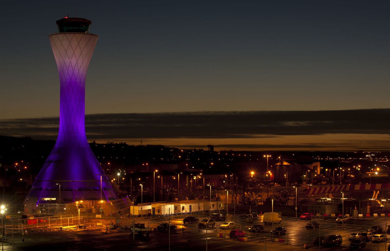 To celebrate the launch of Edinburgh Airport's new brand this week, it has made the famous tower purple.