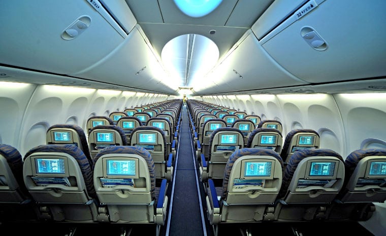 Interior of Flydubai aircraft. 