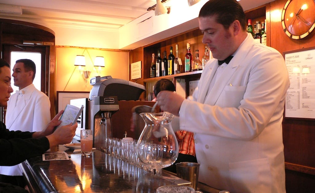 A bartender at Harry's Bar in Venice, Italy. 