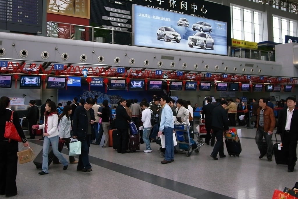 Chengdu airport's departure hall. 