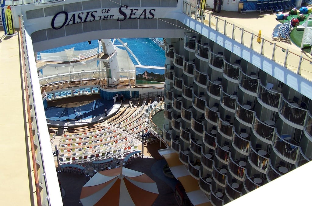 View of the Oasis of the Seas' revolutionary interior balconies. 