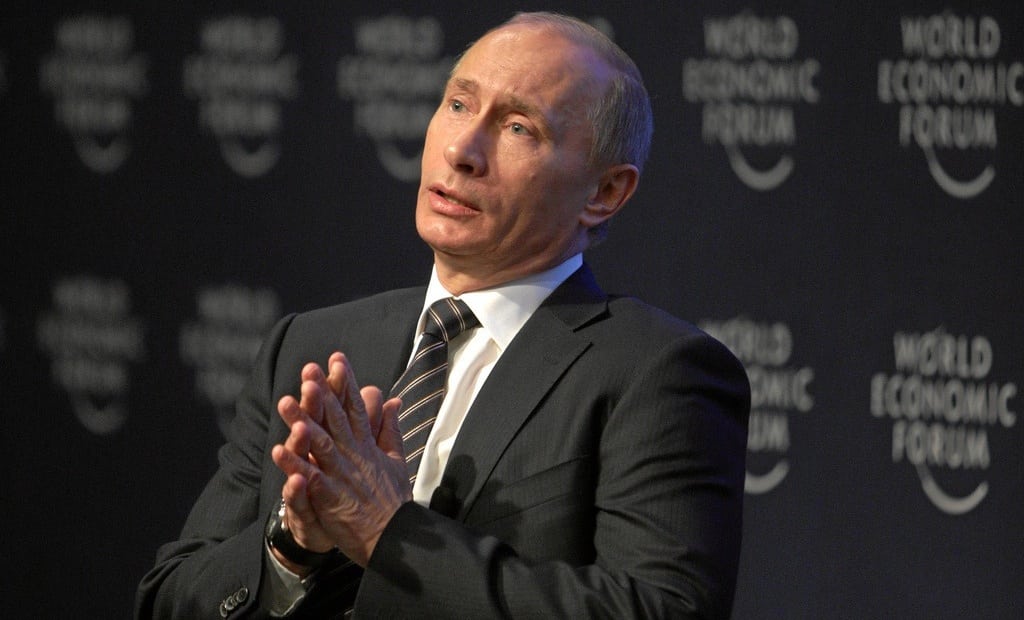 Vladimir Putin, Prime Minister of the Russian Federation talks at the Annual Meeting 2009 of the World Economic Forum in Davos, Switzerland.