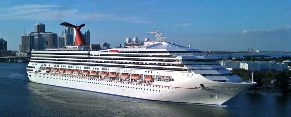 The Carnival Destiny leaves the Port of Miami. 