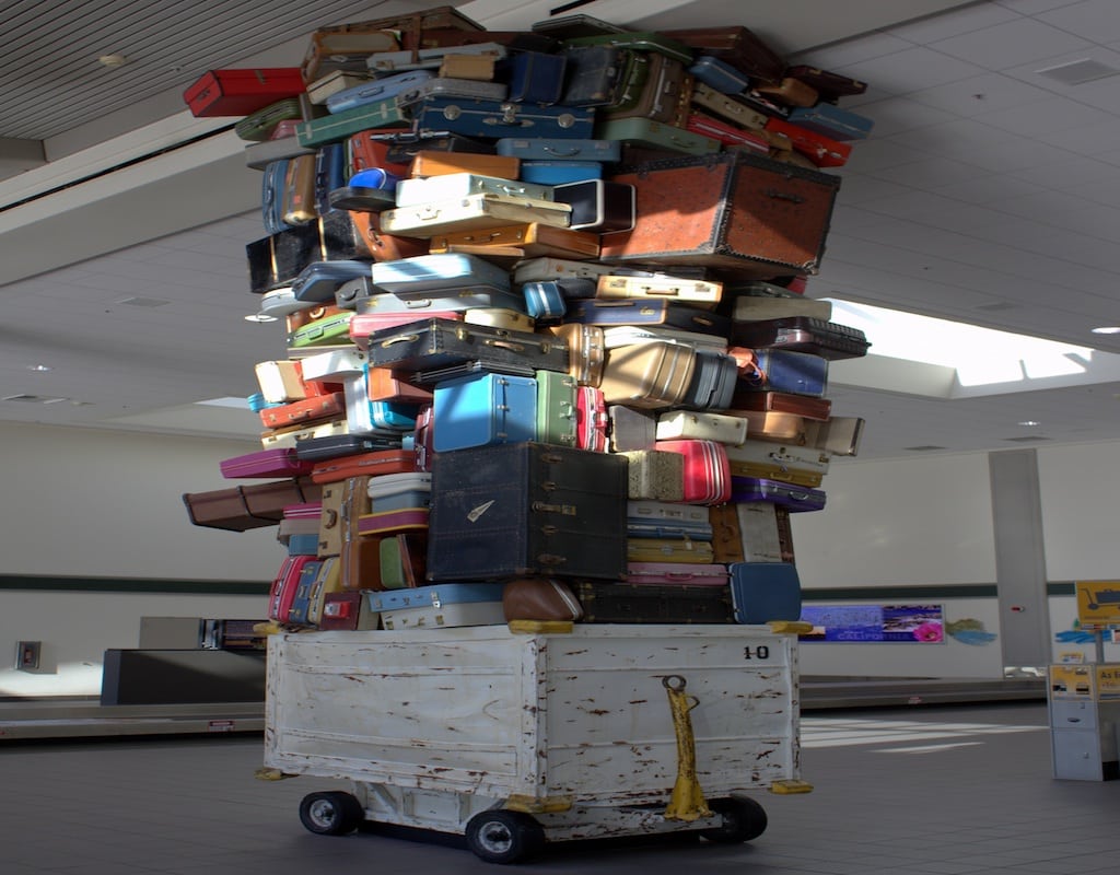 An art installation at the baggage claim at Sacramento Airport in California. 