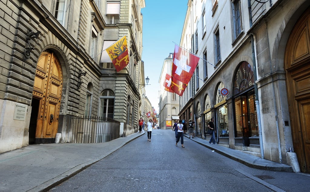 Street scene in Geneva, Switzerland.