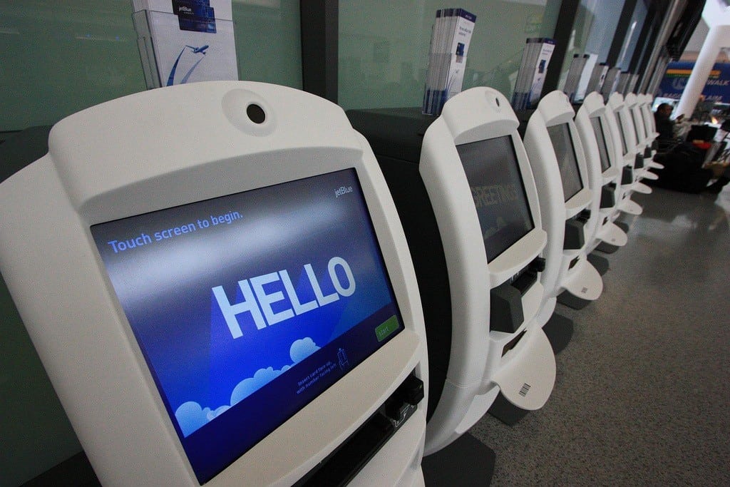 Check-in screens at JFK's Terminal 5.