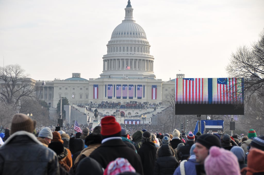 Inauguration attendees gather in the capital in 2009. 