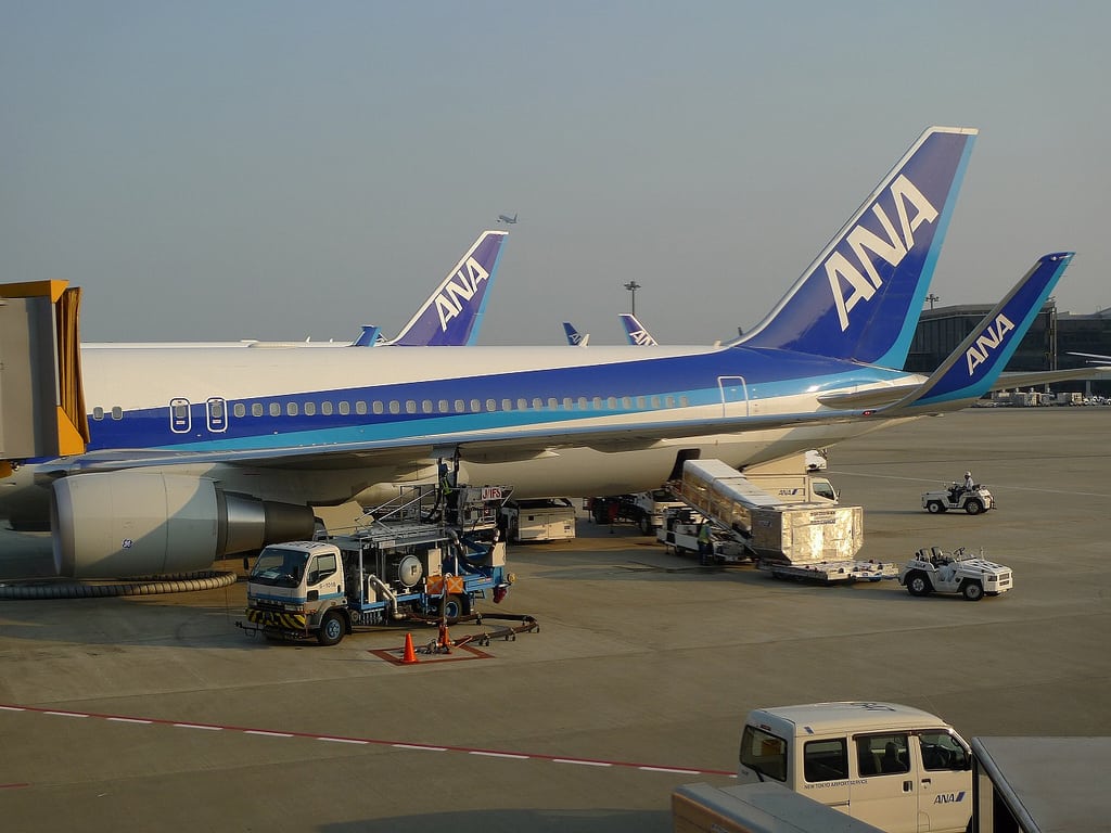All Nippon Airways at the gate in Singapore. 