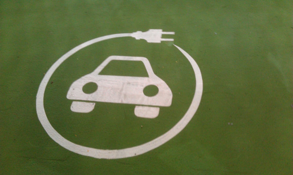 A parking spot for electric cars. 
