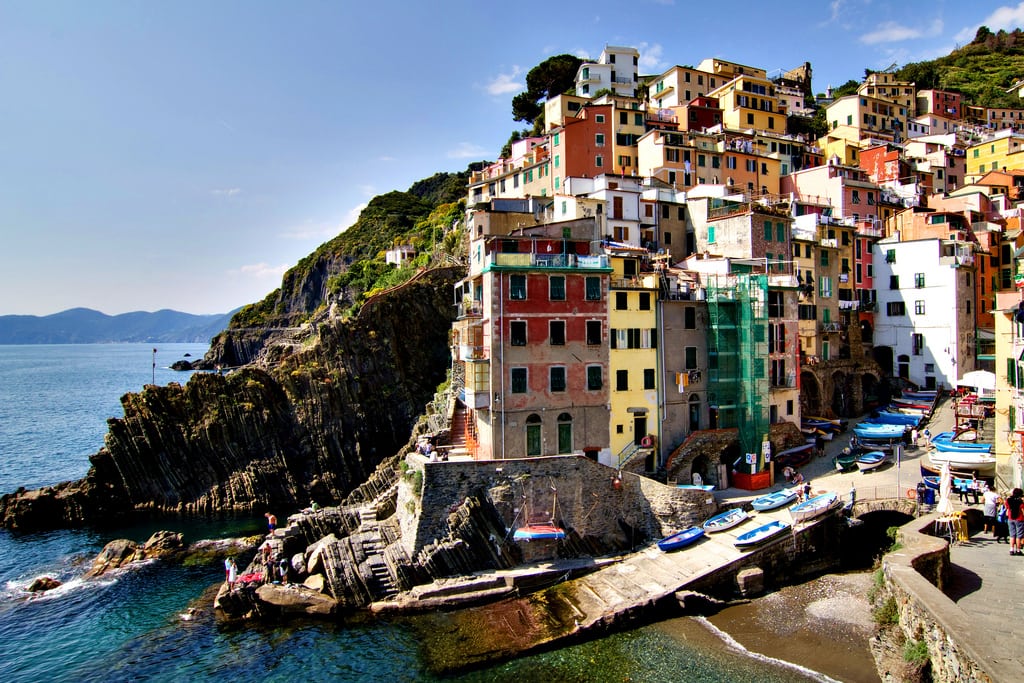 Riomaggiore, one of five villages in Cinque Terre, a popular tourist destination in Italy. 