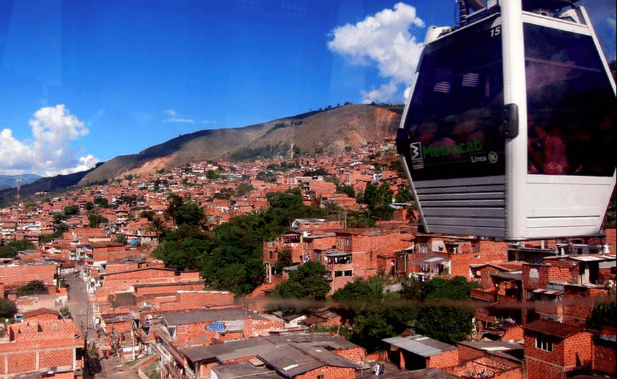 Riding over the slums of Medellin. 