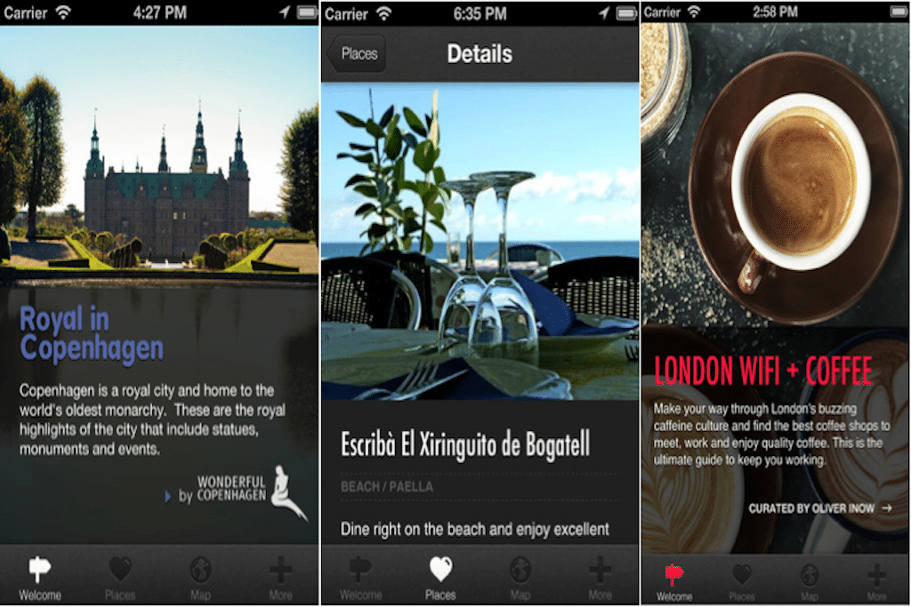 Three examples of branded and co-branded app created by Everplaces. 