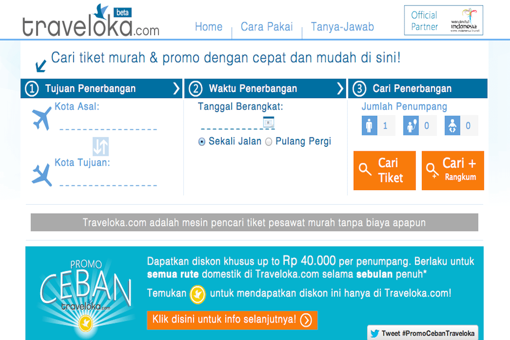 Traveloka is an Indonesian flight search engine. 