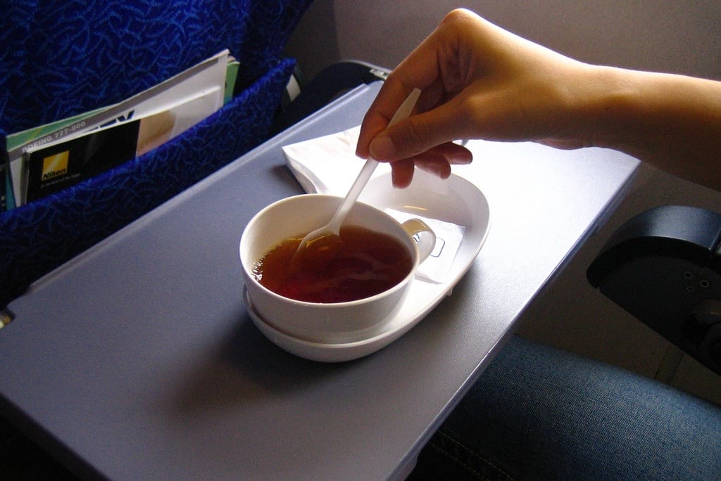 Tea on a Boeing 777 flight to Singapore. 