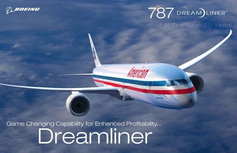 American Airlines has increased its orders for Boeing 787-9 Dreamliners. American's new livery would be painted on the planes once it takes delivery. 