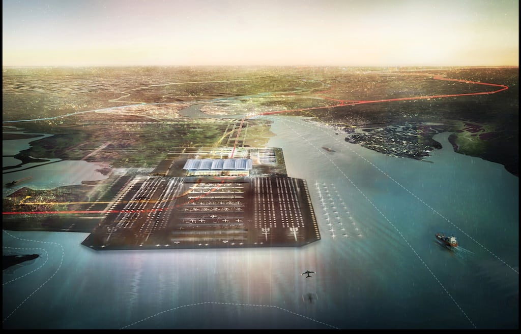 Rendering of the Thames Estuary airport. 