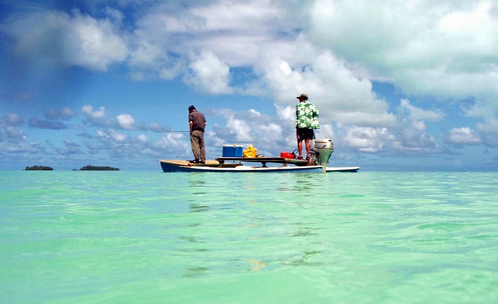 And why wouldn't you? Flyfishing for Bonefish in Aitutaki Lagoon, Cook Islands. 
